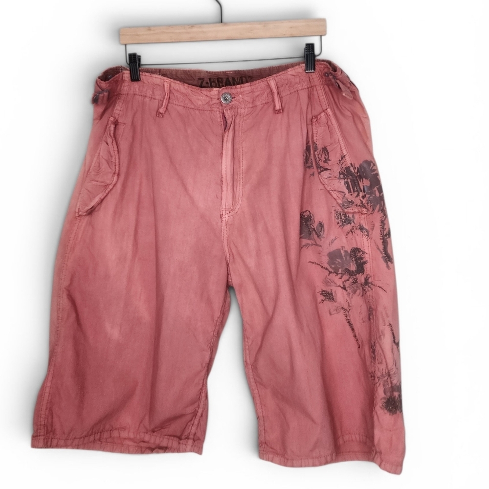Y2K Grunge Skater Z Brand Distressed Cotton Vintage Shorts in Salmon Size 36